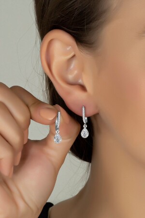 Silver Women's Earrings with Drop Stones - Else Silver