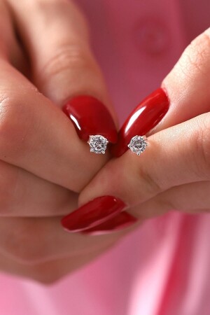 Silver Zirconia Stone 4 Mm Single Stone Diamond Model Earring - Certified - Kar Diamond