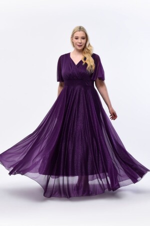 Silvery Tulle Evening Dress - Kirişik