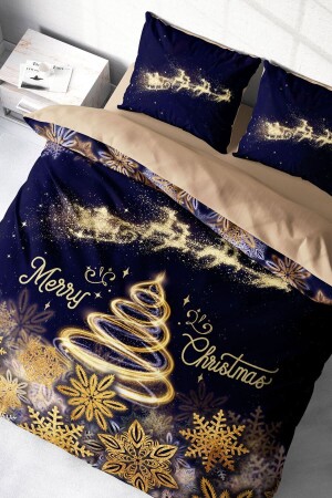 Silvester-Bettbezug-Set (mit elastischen Laken), Doppelbett, 100 % Baumwollsatin, glänzend, MONOHOME41304 - Monohome