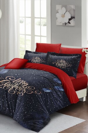 Silvester-Bettbezug-Set (mit elastischen Laken), Doppelbett, 100 % Baumwollsatin, Traumweihnacht MONOHOME41083 - Monohome