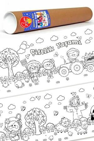 Sim Kids Bauernhof-Thema Aktivitätsrolle Malpapier 60 cm x 2,5 Meter SMKDSCFTLK01 - Sim Tasarım