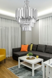 Sima 40 Cm'lik Kristal Cam Taşlı Lüks Avize - (gümüş Yaldız) DR-401-40GY - Avizemoda