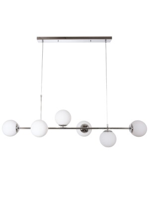 Simao Modern Design Chrome Color White Glass Living Room - Dining Table Top - Kitchen 6 Row Chandelier SMO48 - Fer Avize