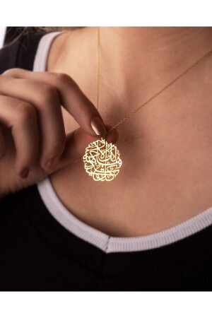 Simple Evil Eye Prayer Gold Plated Silver Necklace - Indigo Takı