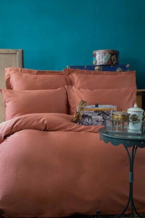 Simply Copper Satin Duvet Cover Set Double İssimo-SMPLY-STN-Ç. K-N. T-Copper - İssimo Home