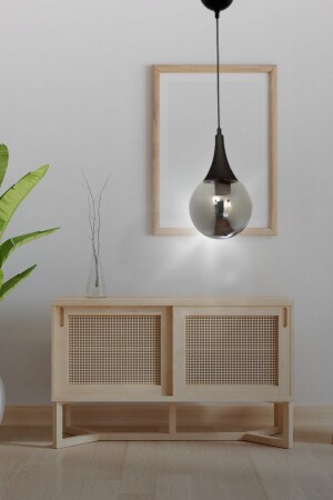 Sina Modern Black Drop Smoked Glass Single Retro Chandelier - Bedroom - Living Room - Kitchen - Hall 987465132,0 - TEKFA