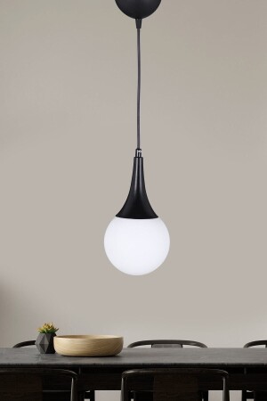 Single Black Model Modern White Globe Glass Pendant Lamp Chandelier LMBDR0090BLKBYZCAM - Lambadar