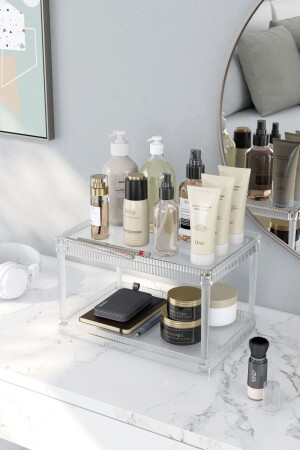 Single-Deck Makeup Cosmetic Brush Holder Bathroom Kitchen Office and Home Organizer Multi-Purpose Organizer Shelf SINGLE-LAYER SHELF TRANSPARENT - Pufwin Home