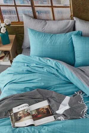 Single Double Sided Duvet Cover Set 100% Cotton 1021 - BONJARDİNHOME