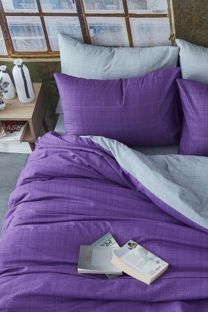 Single Double Sided Duvet Cover Set 100% Cotton 1021 - BONJARDİNHOME