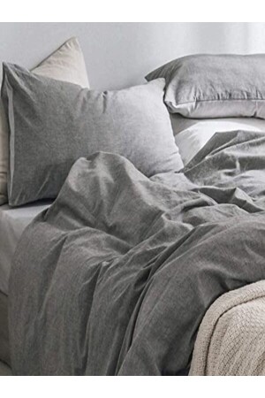 Single Double Sided Duvet Cover Set TEKNEVTANTRASITGRİ - Atelier Home