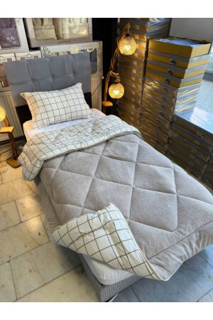 Single Double Sided Welsoft Quilt and Pillowcase Fluffy Welsoft Soft Quilt Cream Square - Sudemhome