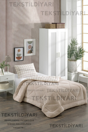 Single Double Sided Welsoft Quilt Cream Square - Violacasa
