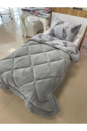Single Double Sided Welsoft Quilt Gray Feather - Violacasa