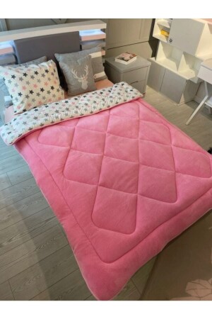 Single Double Sided Welsoft Quilt Pink Big Star - Violacasa