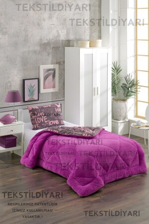 Single Double Sided Welsoft Quilt Plum Love - Violacasa