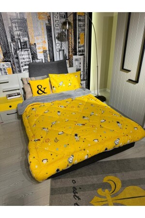 Single Double Sided Welsoft Quilt Space Yellow - Violacasa