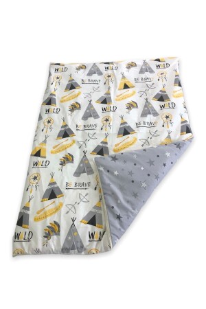 Single Duvet Cover (Duvet Cover) Yellow Camp Gray 100 - Bebek Özel