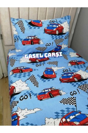 Single Duvet Cover Set with Car (Elastic Sheet) CAR-DUVET COVER-TK-RACE - GASEL ÇARŞI
