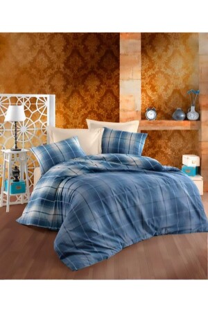 Single Duvet Cover Set with Elastic Sheets Plaid Pattern - Şahinhome
