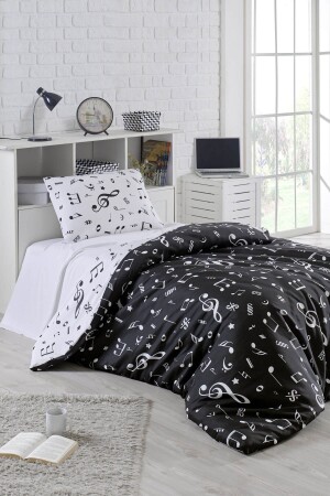 Single Easy-Iron Duvet Cover Set B&W Melodiy Ep-014724 - Eponj Home