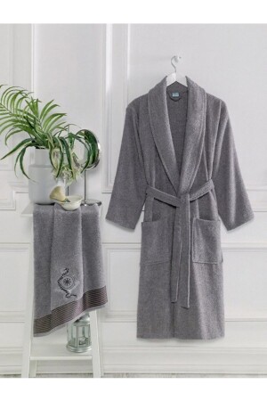 Single Embroidered Bathrobe Set - Men's Bathrobe - Bathrobe Set - Bathrobe - Dowry Set - Dowry Box - Eco Concept