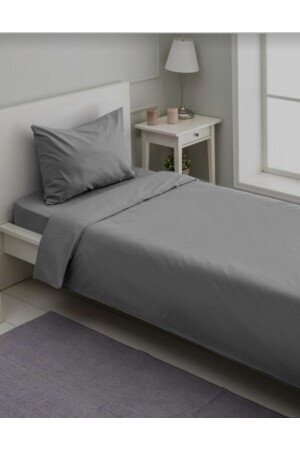 Single Gray Duvet Cover Set with Elastic Sheets KaanBeyGriTakım - Kaan