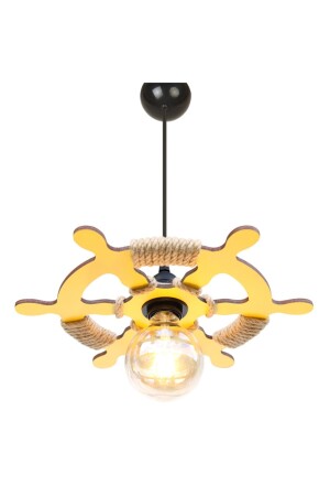 Single Helm Themed Wooden Chandelier M311 - Morvizyon