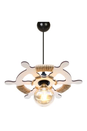 Single Helm Themed Wooden Chandelier M311 - Morvizyon