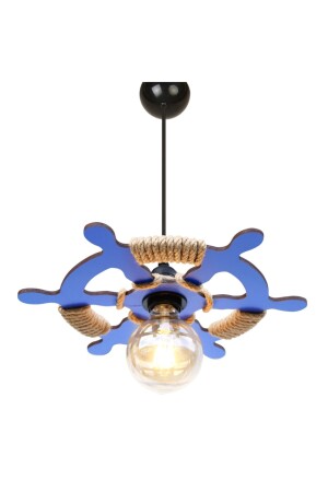 Single Helm Themed Wooden Chandelier M311 - Morvizyon