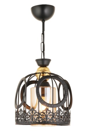 Single Lace Black Modern Downward Facing Chandelier 5022 - KARDELEN AYDINLATMA AVİZE
