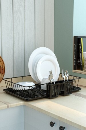 SINGLE LAYER DISH WASHER DISH RACK STAINLESS BRIGHT BLACK KB003 11. NW. 003. 04 - Tekno-tel