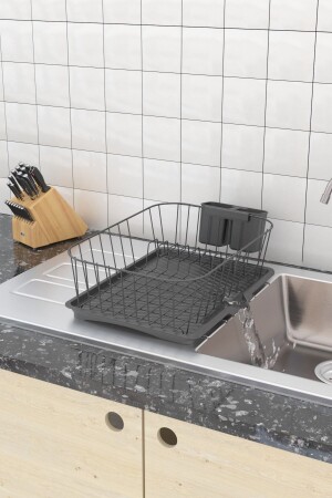 SINGLE LAYER DISH WASHER DISH RAIL CORRUGATED TRAY MATT BLACK KB085 - Tekno-Tel