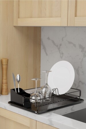 SINGLE LAYER PLATE RACK DISH RACK MATT BLACK KB006 KB006 BLACK - Teknotel