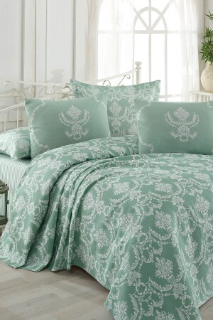 Single Printed Pique Set Pure WaterGreen EP-010205 - Enlora Home