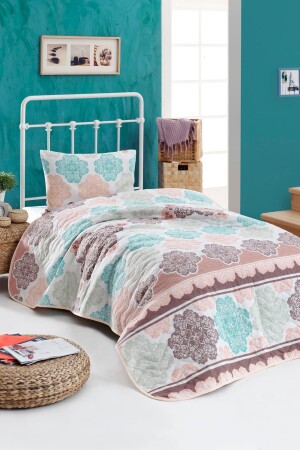 Single Quilted Bedspread Set Andalucia Turquoise - Enlora Home