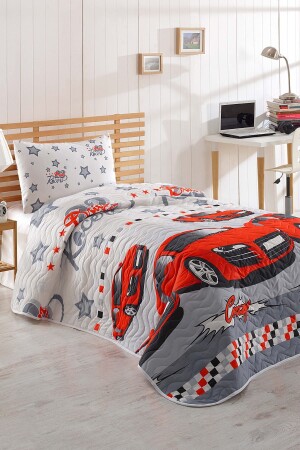 Single Quilted Bedspread Set Crazy Red Ep-009022 - Enlora Home