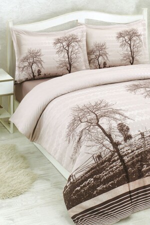 Single Ranforce Fitted Sheets Duvet Cover Set Brown Wood wood single size - Özdilek