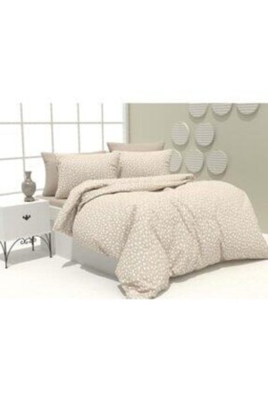 Single Star Cream Duvet Cover Set with Plain Sheets K2 EMBLJ006 - EVİMCE