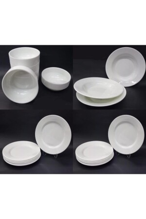 Single + Student Work 16 Piece Melamine Food Service Plate Set for 4 Persons Bowls Plates Large Small ks - abnturk