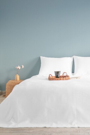 Single White Checkerboard Patterned Pike. Checkered Hotel Pike 160 x 230 cm BYZPK2 - sethome collection