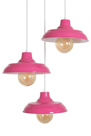 Sinyor Modern Design Living Room - Kitchen - Cafe - Children's Room Pink Color Pendant Lamp 3-Piece Chandelier SNY33 - Fer Avize