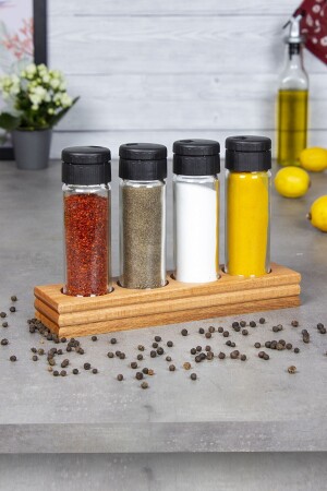 Sirius 4-Piece Spice Set, 4-Piece Spice Set with Wooden Stand EtkaDizayn0031 - ETKA