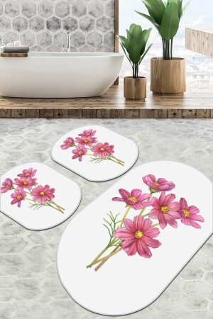 Sitivo Weißer Badezimmerteppich Djt 3er-Set 8683264238758 - Chilai Home