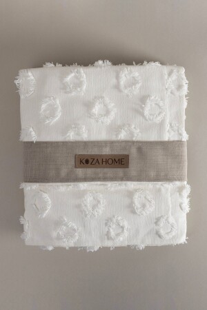 Sitra Cream Double Tasseled Bedspread 230x250 2 Pillows 50x70 5031 - Koza Home