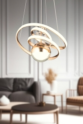 Sitrus Tekli Krom Ledli Kelebek Detaylı Modern Koridor, Yatak Odası Salon Sarkıt Led Avize 12200-01-GD - Apliqa