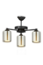 Siyah 3'lü Modern Füme Camlı Plofonyer Model Avize LMBDR35881 - Lambadar