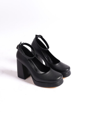 Siyah Cilt Kadın Platform Topuklu Ayakkabı BG1115-119-0006 - Moda Değirmeni