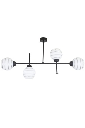 MNZ-Black Silver Strip Glass Chandelier Set من 4 LMBDR0087BLK - Lambadar